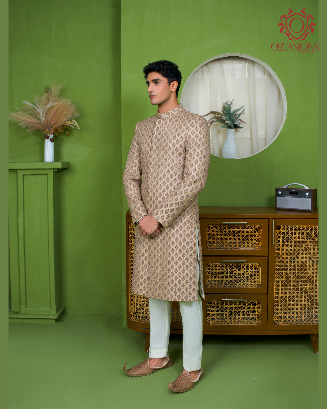 Dark Skin Antique Lavish Sherwani
