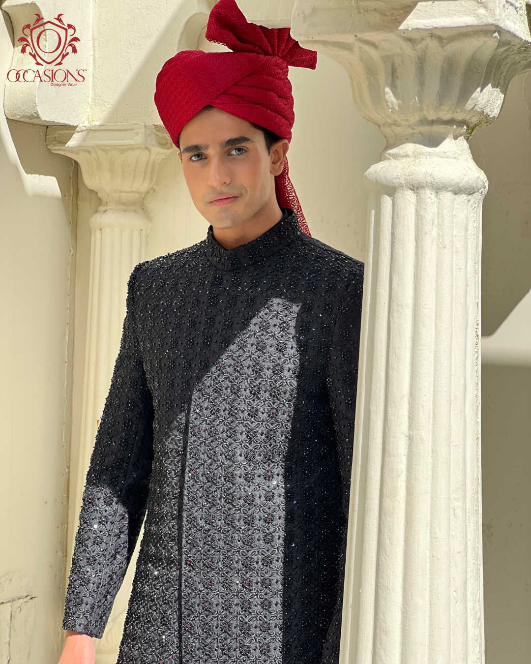 Black Floral Star Luxury Sherwani