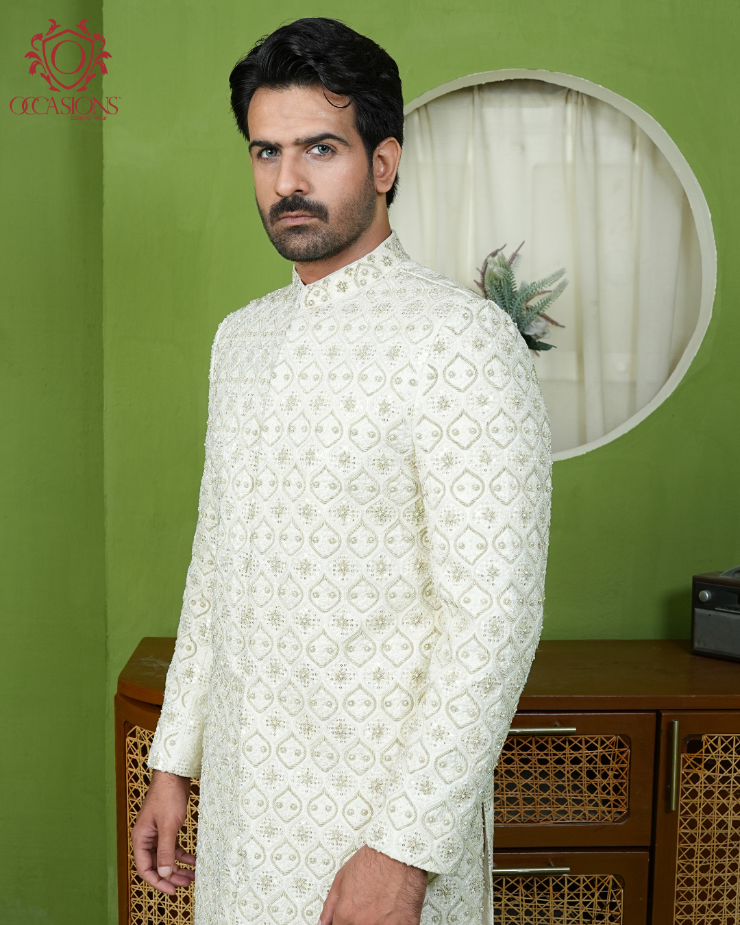 Ivory off-White Embelished Sherwani