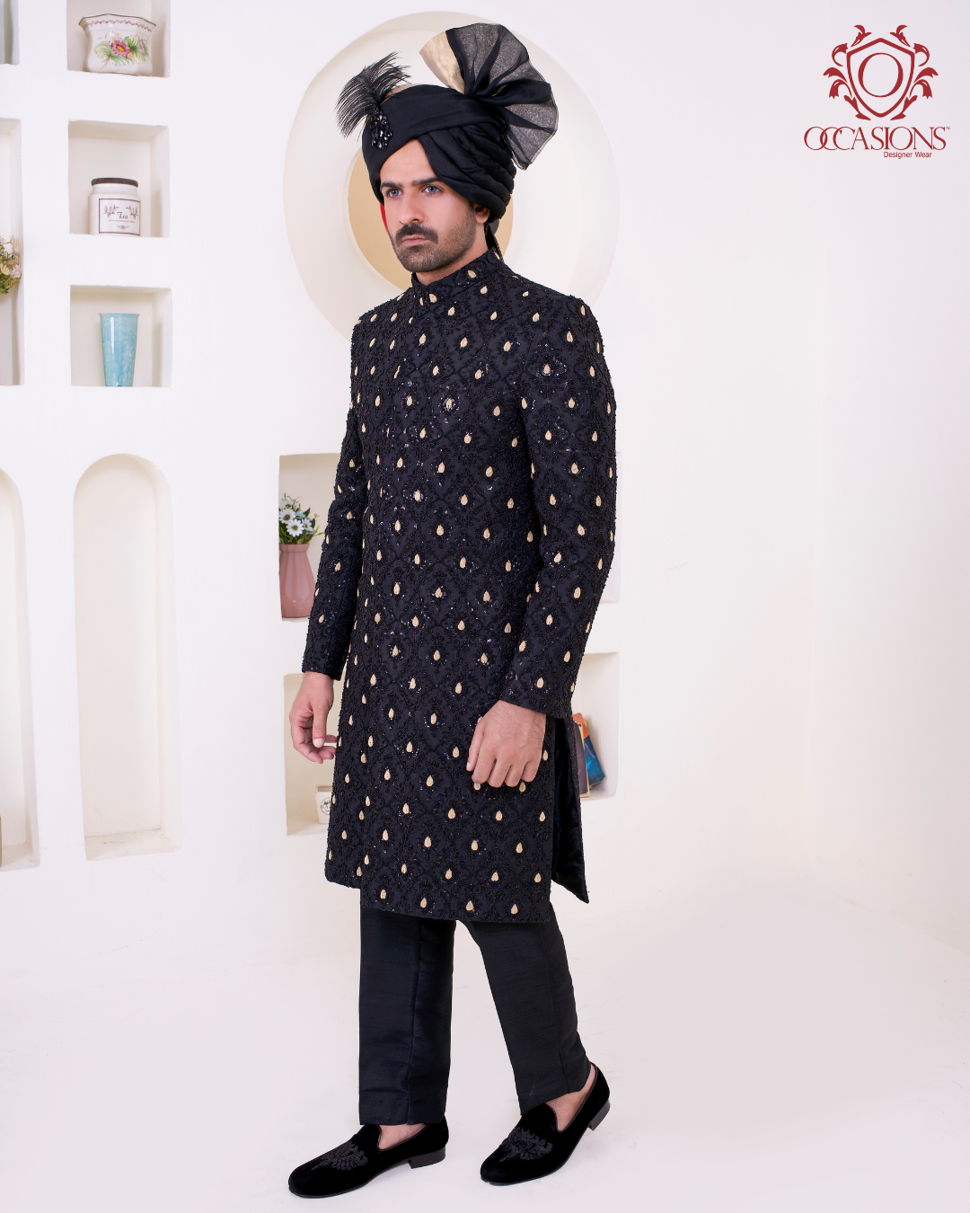 Black with Golden Touch Luxury Sherwani