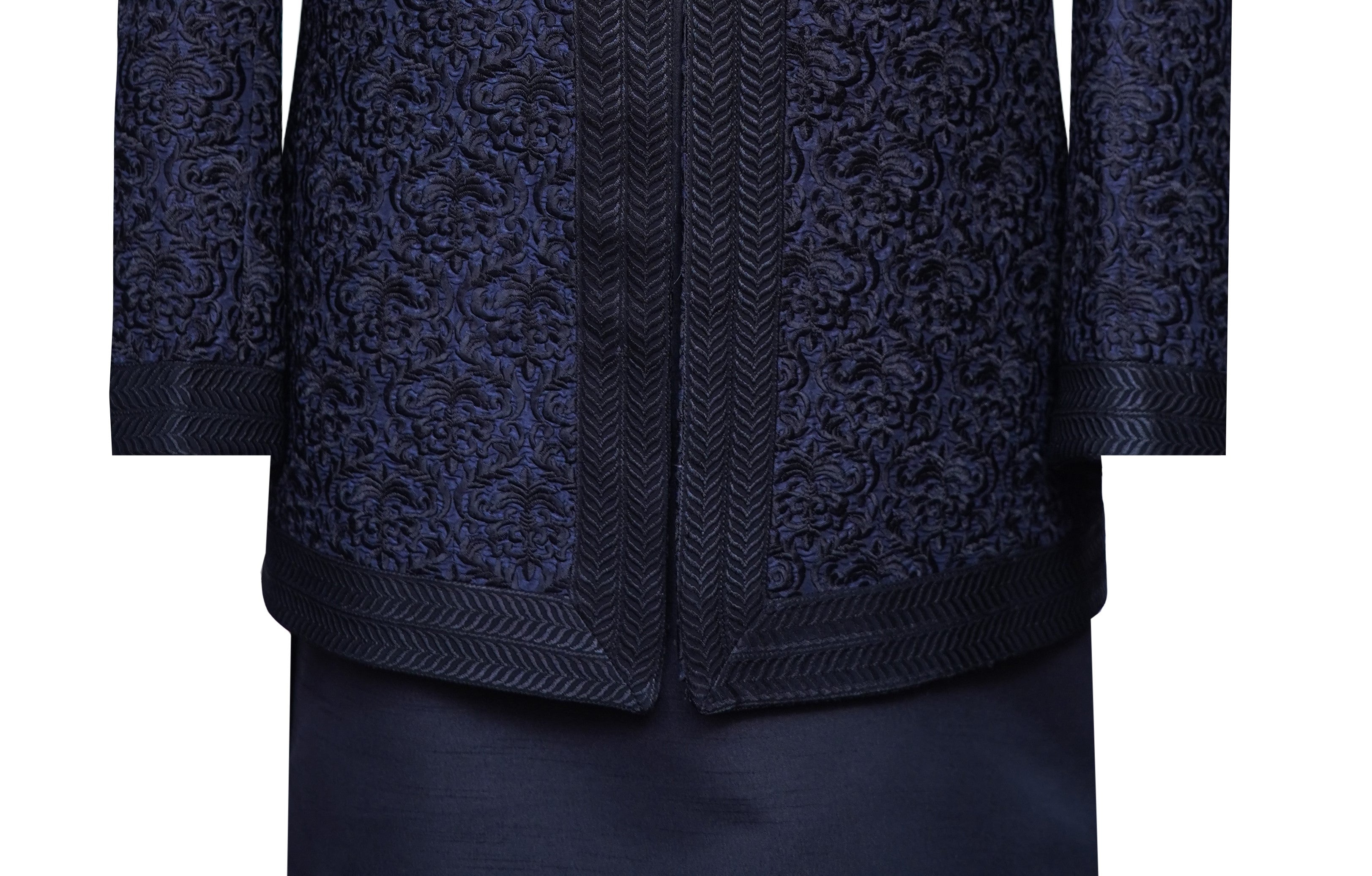 Blue Black Open Gown Style Prince Coat Blue n Black
