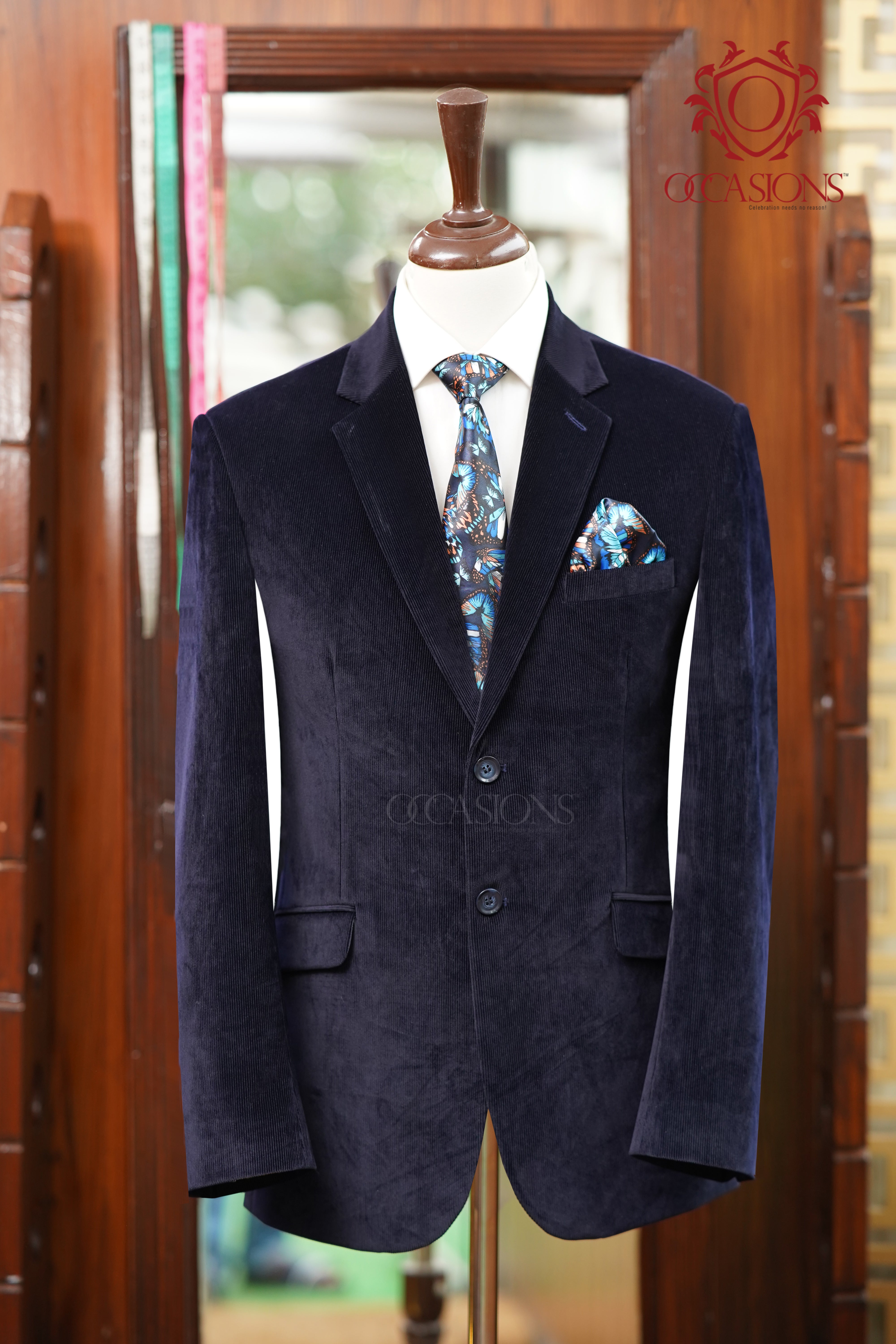 Stretch Pin Corduroy Blue Jacket