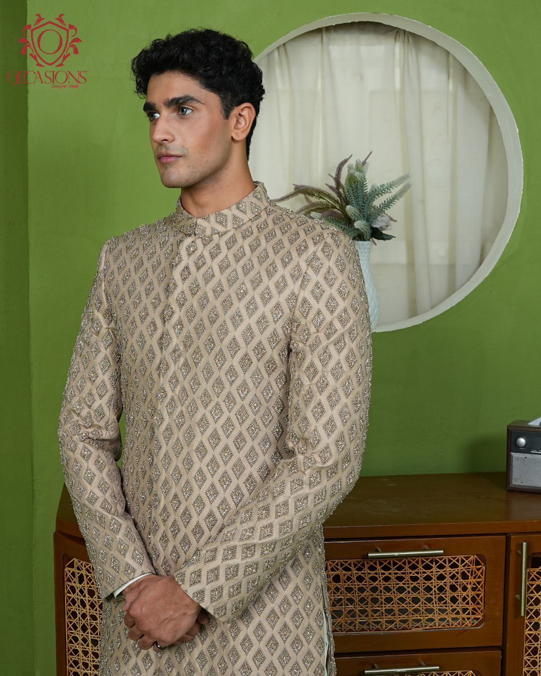 Dark Skin Antique Lavish Sherwani