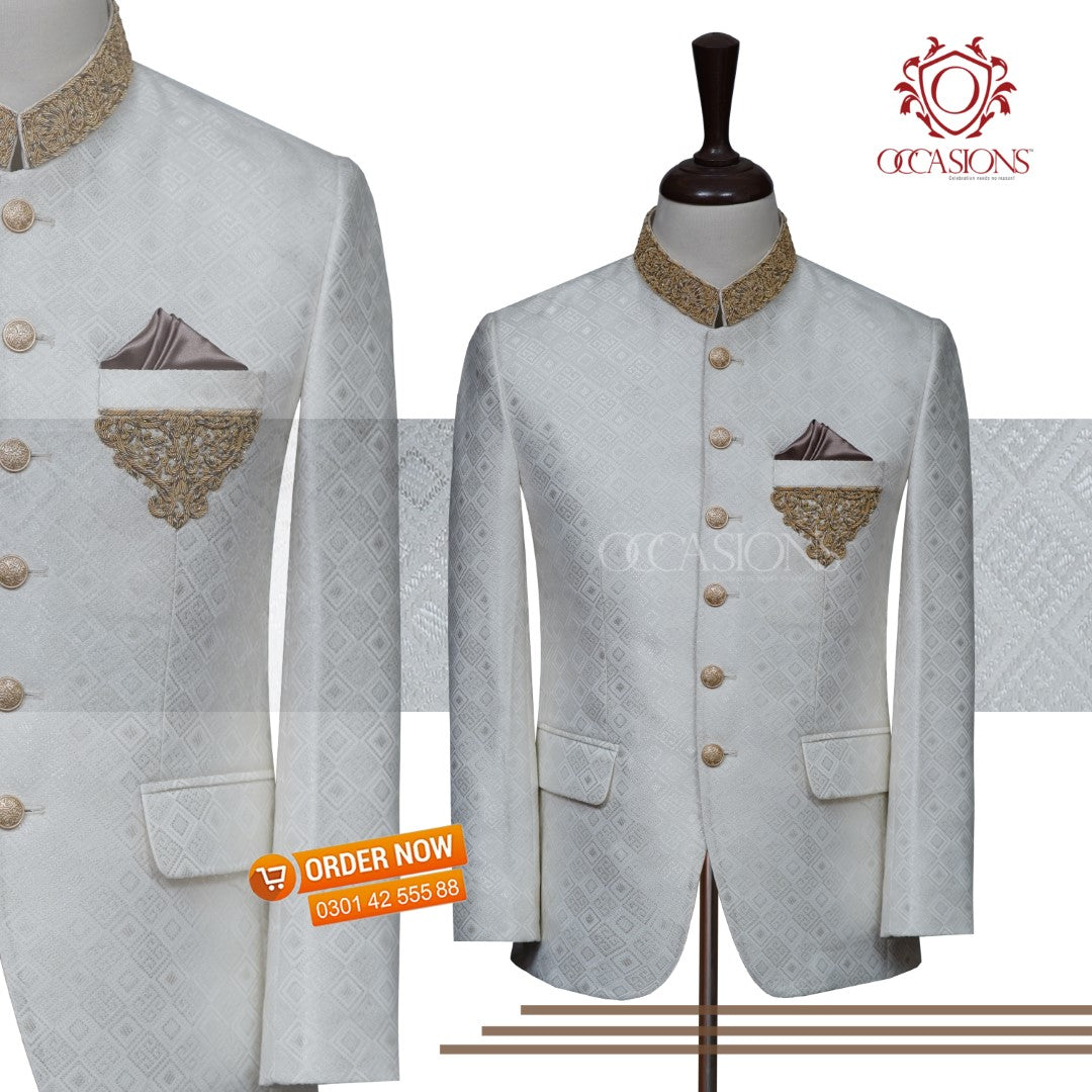 Magnificent Ivory White Prince Coat Ivory White