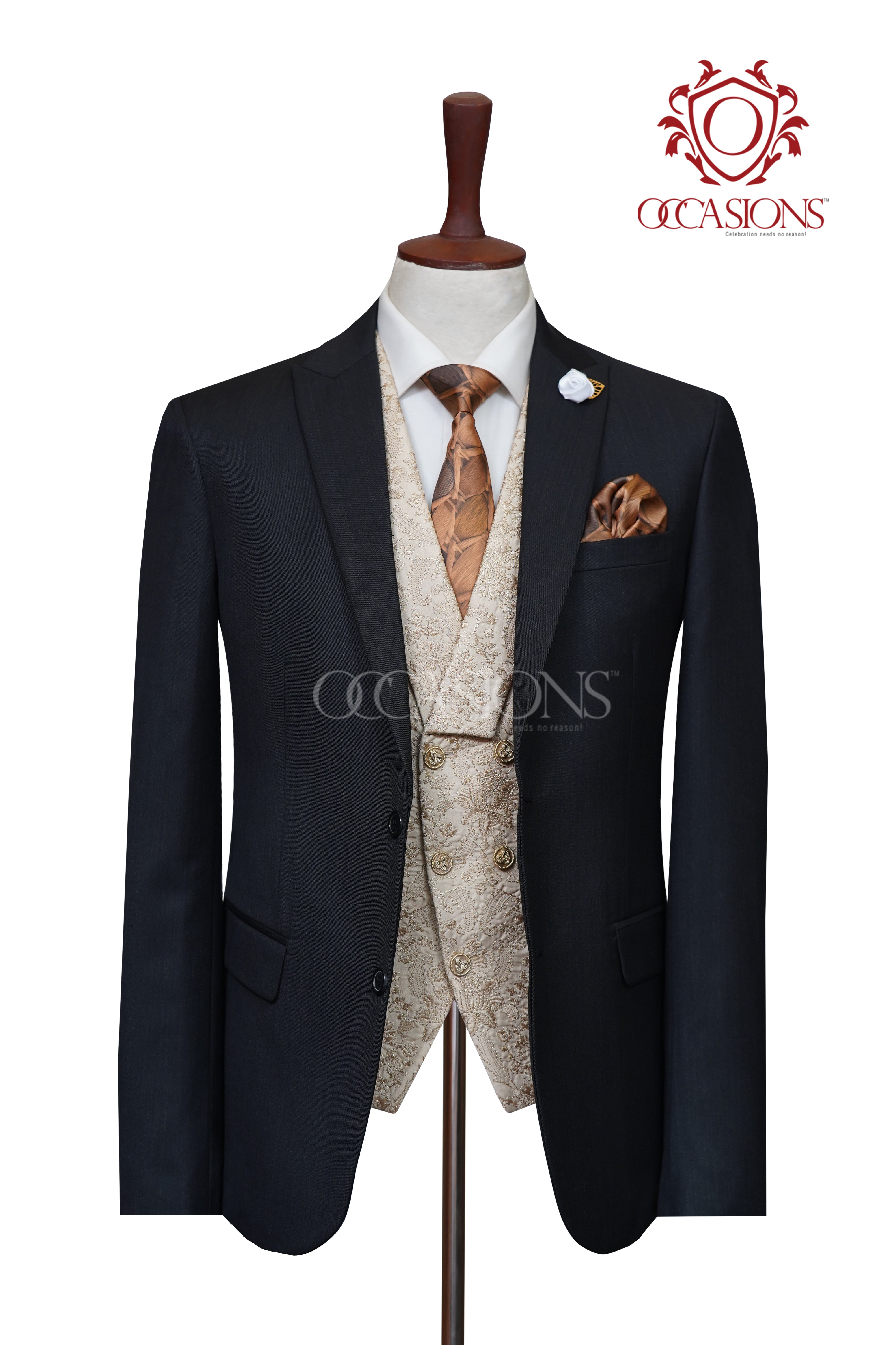 Royal Charcoal Three Piece Wool Suit