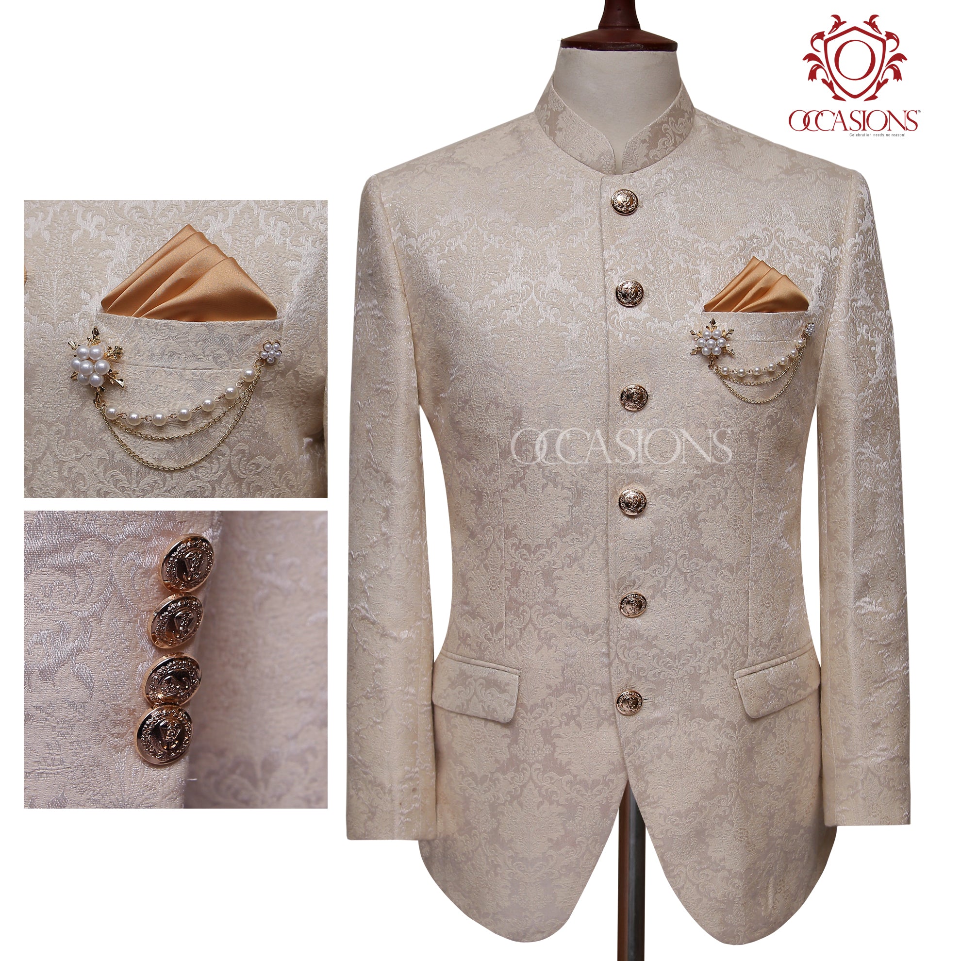 Ivory Karandi Base Prince Coat Ivory Off-White