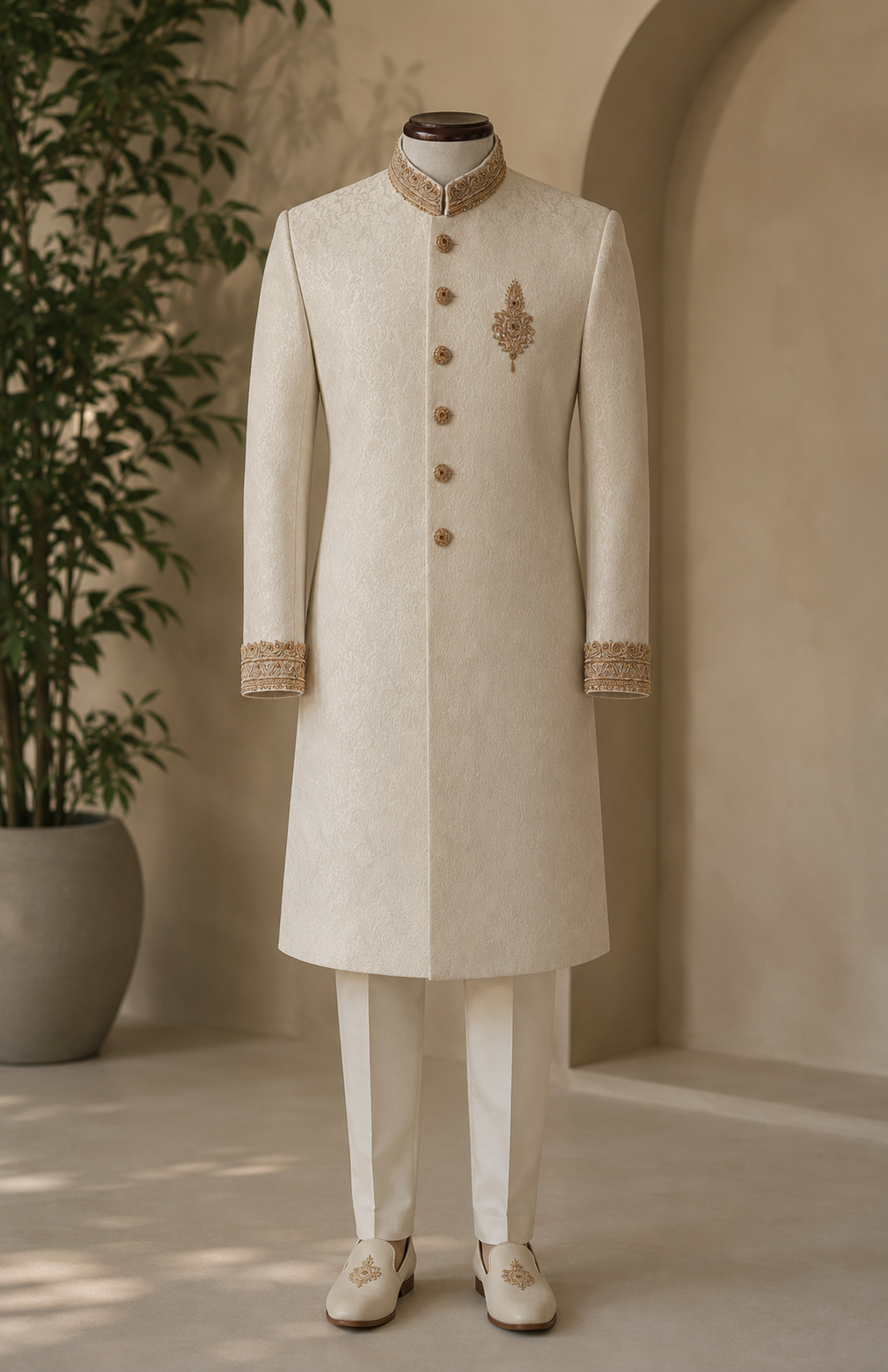 Karandi Base with Golden Embelished Sherwani