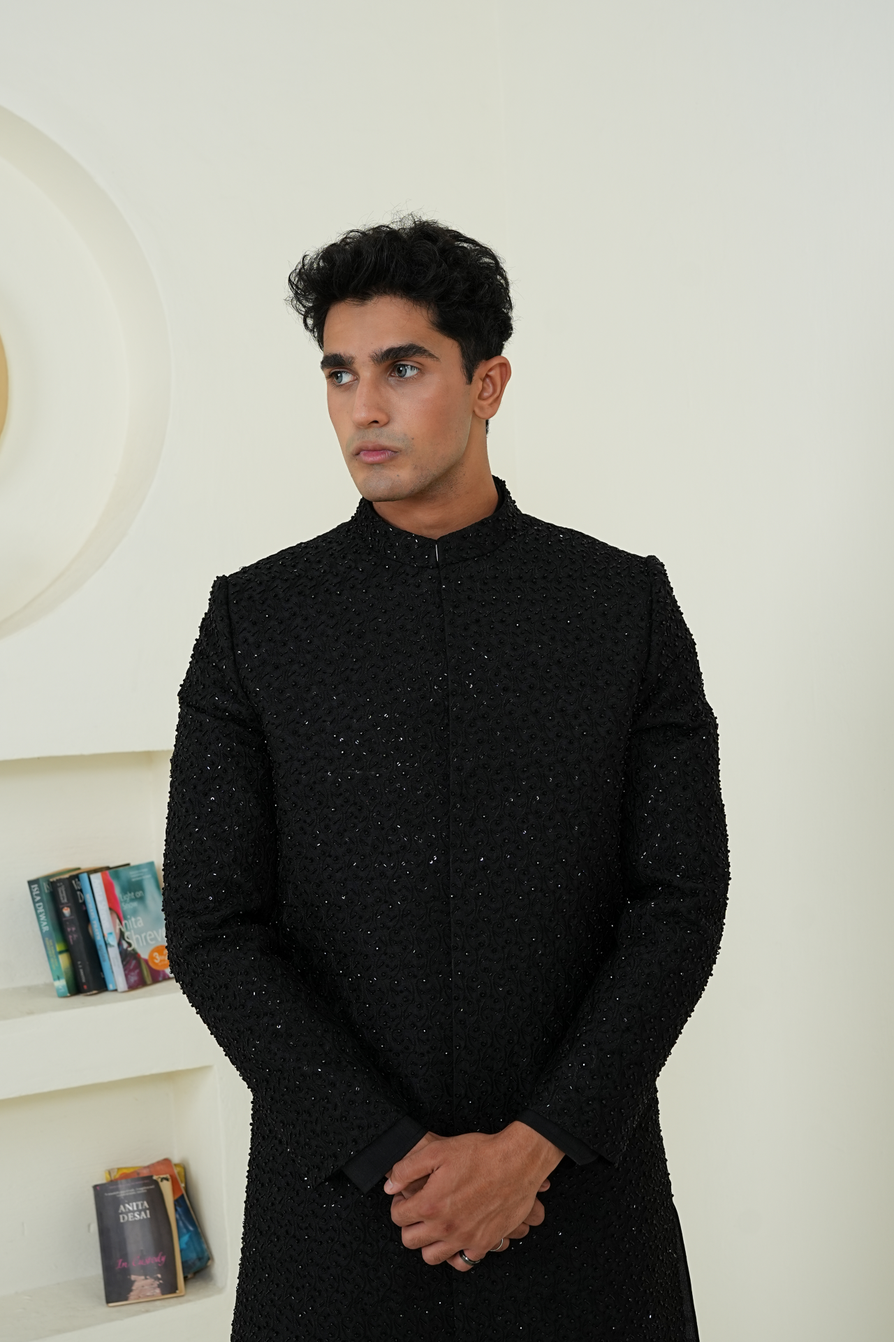 Black Floral Creeper Luxury Sherwani