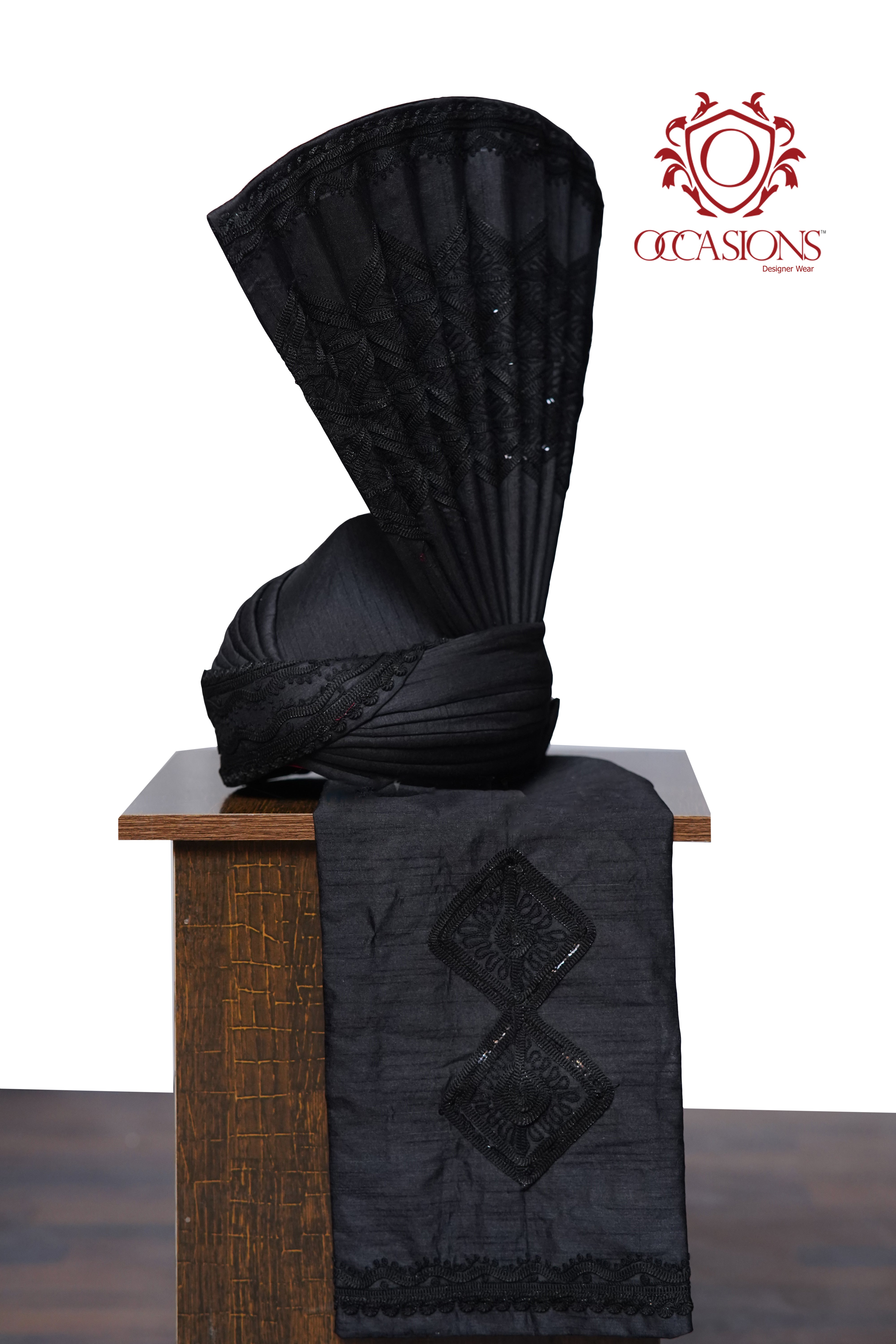 Designer Aitchison Turban in Black