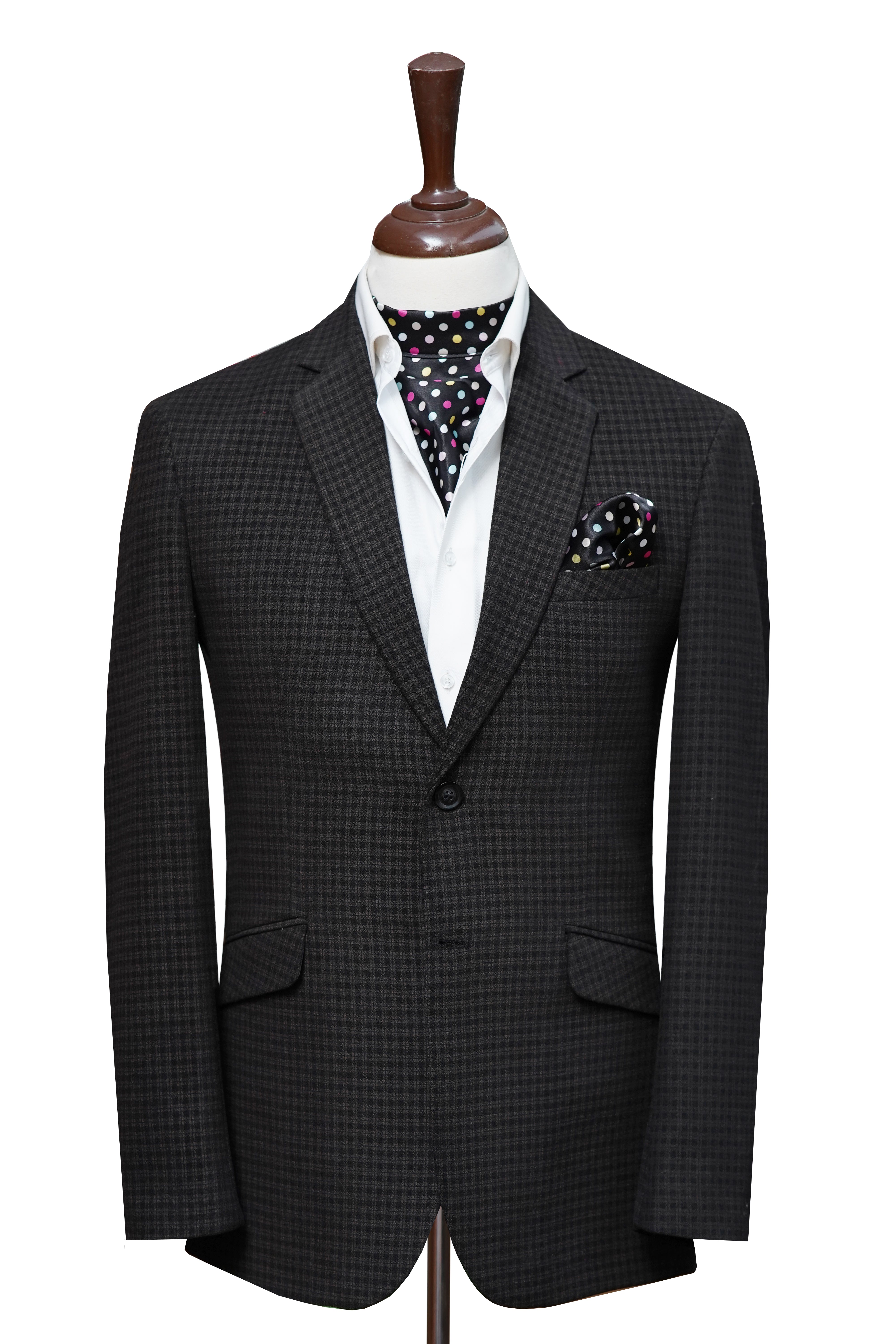 Greyish Black Plaid Wool Jacket