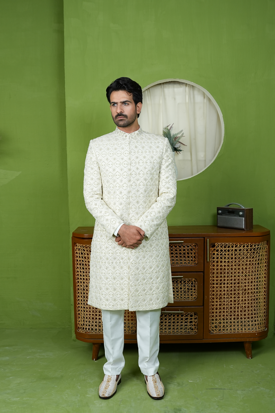 Ivory off-White Embelished Sherwani