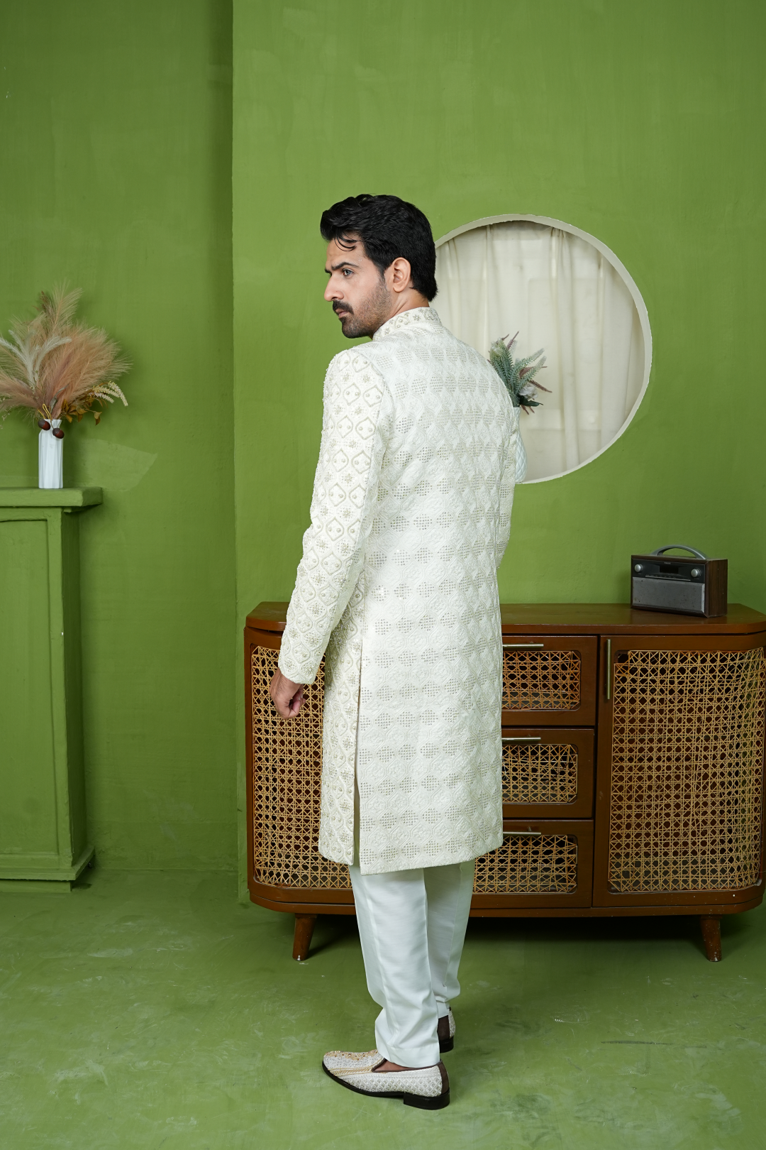 Ivory off-White Embelished Sherwani