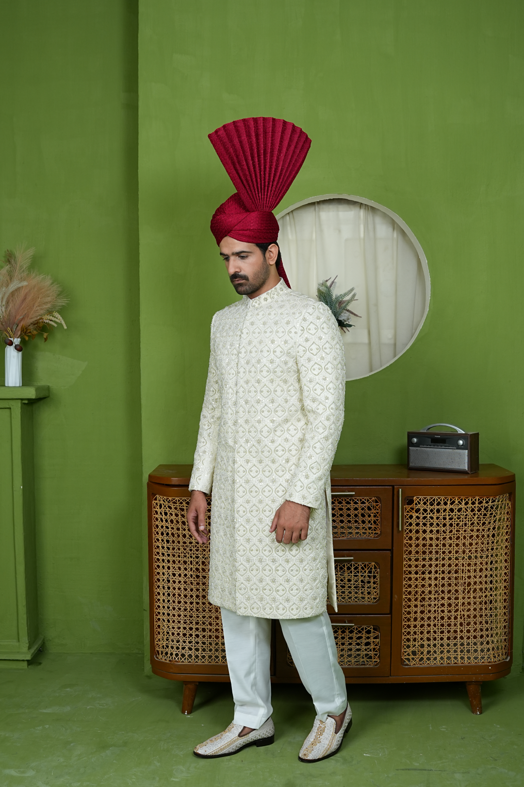 Ivory off-White Embelished Sherwani