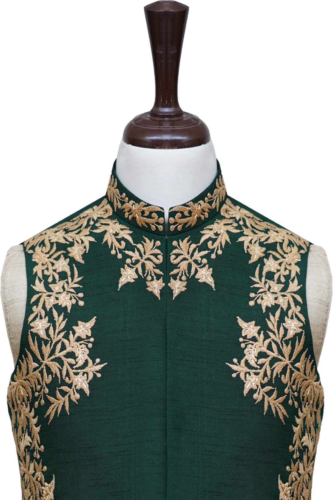 cccDeep Green and Gold Waist Coat	Deep Green