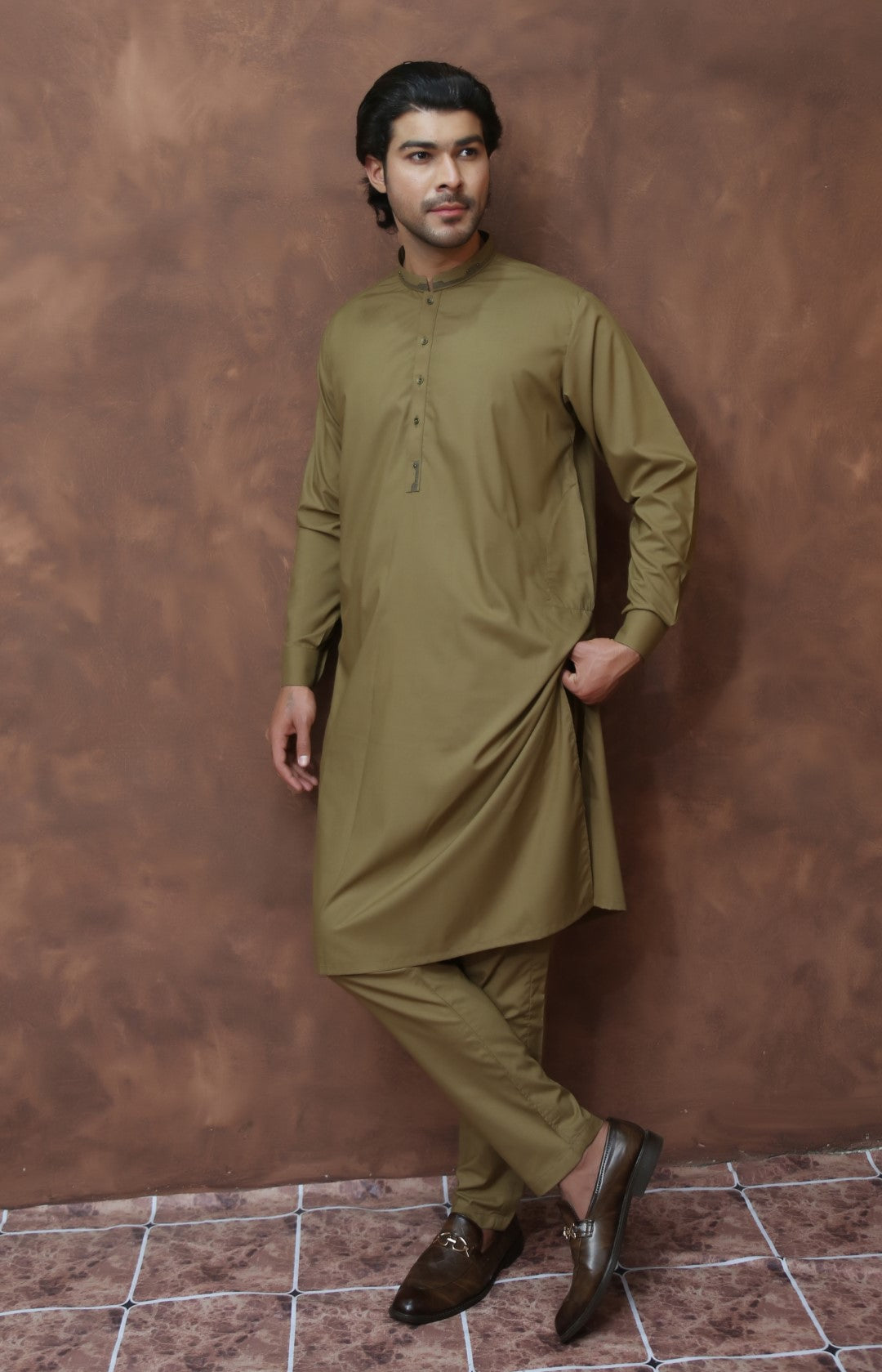 Blended Designer WnW Chestnut Brown Kurta Pajama Chestnut Brown